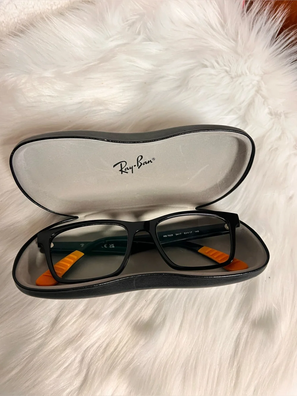 Ray-Ban Black Frames with Orange Temples Rectangular Eyeglasses